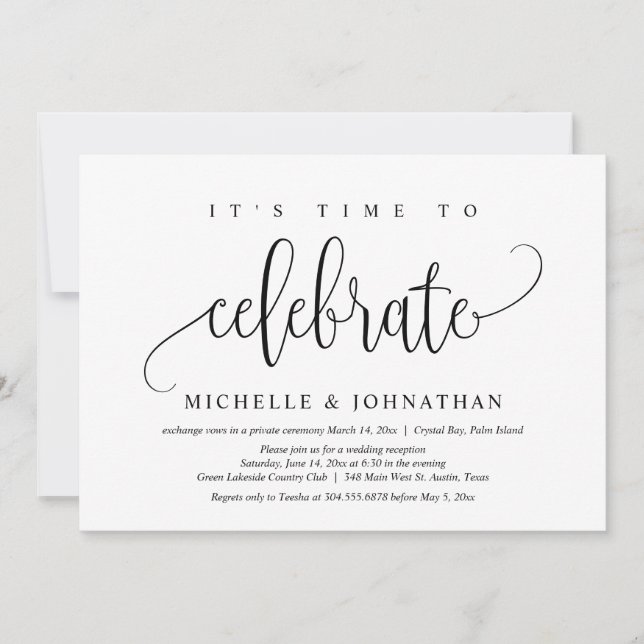 Es ist an der Zeit, das Party der Hochzeit zu feie Einladung (Vorderseite)