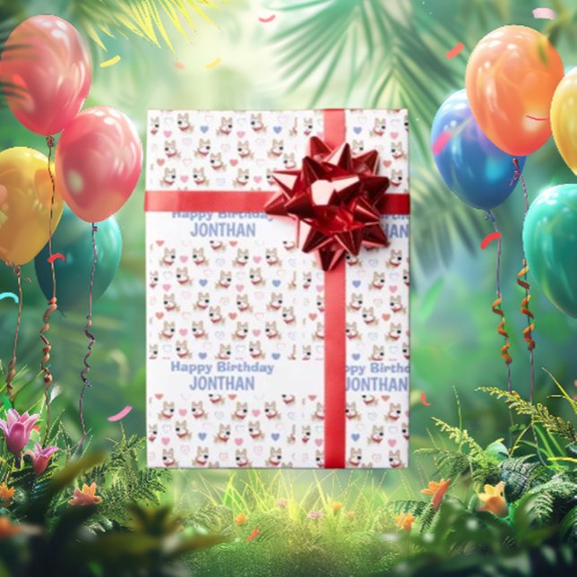 Es ist an der Zeit, zu feiern Geschenkpapier (It’s that special day when we celebrate the most important member of the family—your furry little bu)