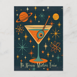 Es ist Atomic Martini Zeit Kosmische Sterne Postkarte