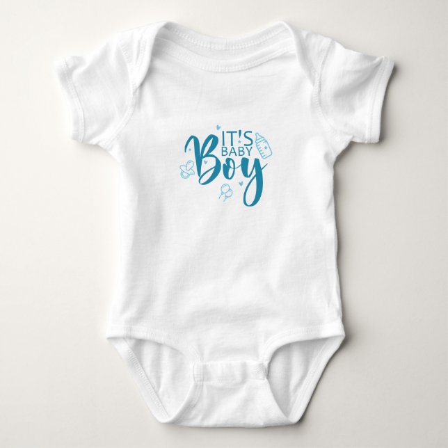 Es ist Baby Boy Pregnancy Announcement Gender Reve Baby Strampler (Vorderseite)