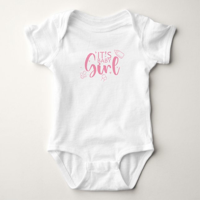 Es ist Baby Girl Niedlich Schnuller Fun Gender Rev Baby Strampler (Vorderseite)