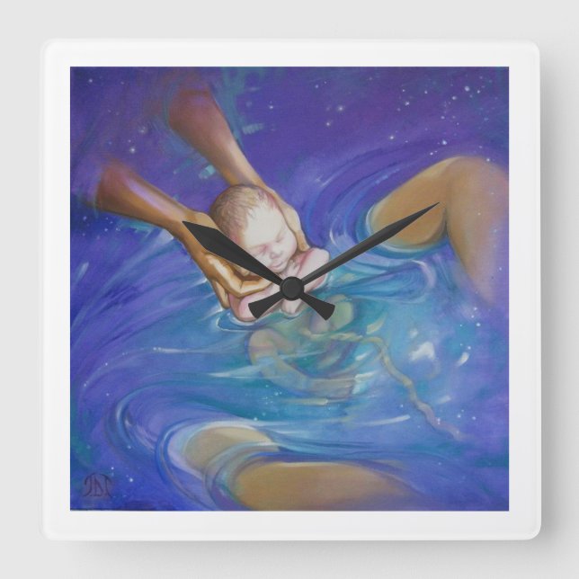 Es ist Baby Time, Waterborn Wall Clock Quadratische Wanduhr (Vorderseite)