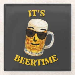 Es ist Bierzeit Coole Bier T-Shirt Glasuntersetzer