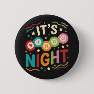 Es ist Bingo Nacht Farbige Retro-Bingo-Spieler-Par Button