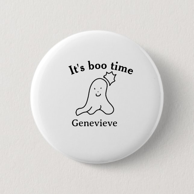 Es ist boo Name Halloween Datum Geister schwarz Button (Vorderseite)