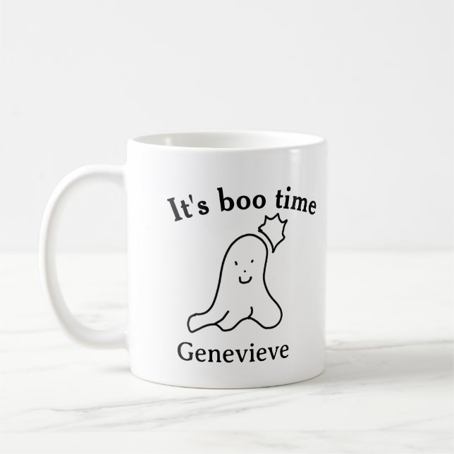 Es ist boo Name Halloween Datum Geister schwarz Kaffeetasse (Links)