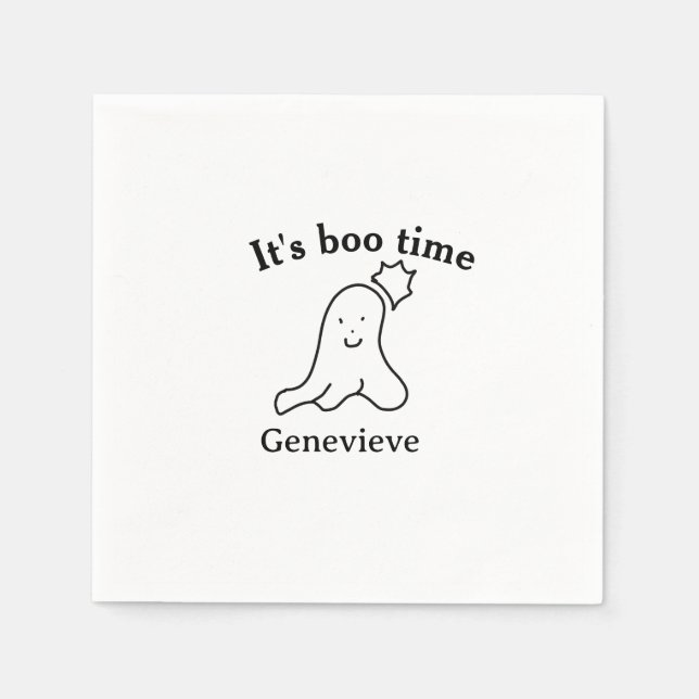 Es ist boo Name Halloween Datum Geister schwarz Serviette (Vorderseite)