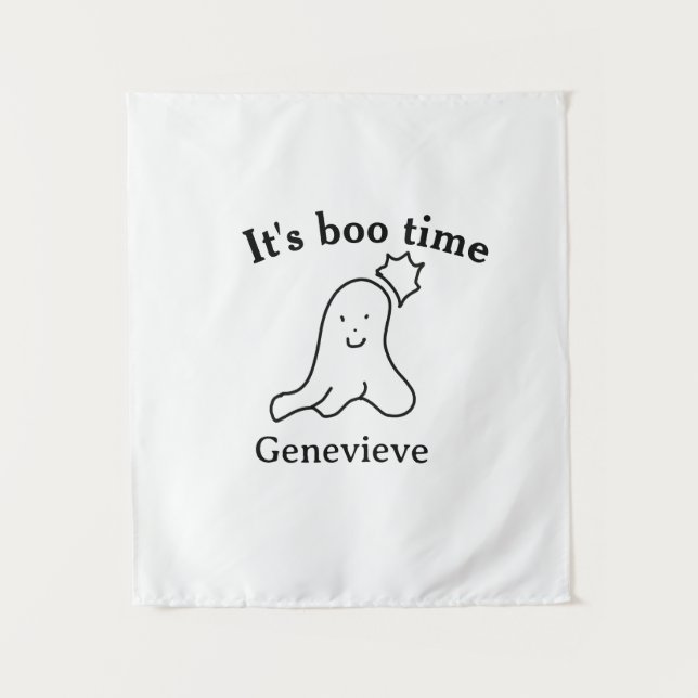 Es ist boo Name Halloween Datum Geister schwarz Wandteppich (Vorderseite)