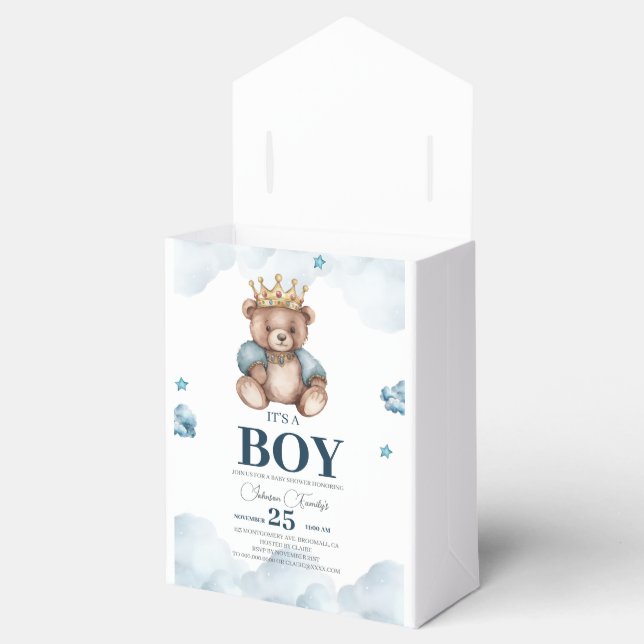 ES IST BOY Bear Baby Shower Geschenkschachtel (Geöffnet)