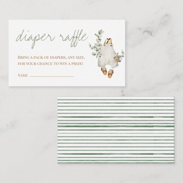 Es ist Boy Eukalyptus Boho Minimalistisch Diaper R Begleitkarte (Vorne/Hinten)