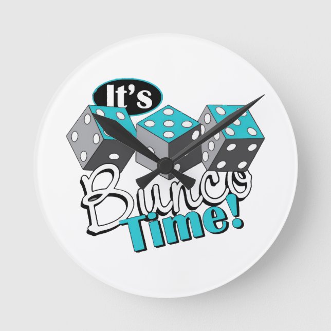 Es ist Bunco Time! Runde Wanduhr (Vorderseite)