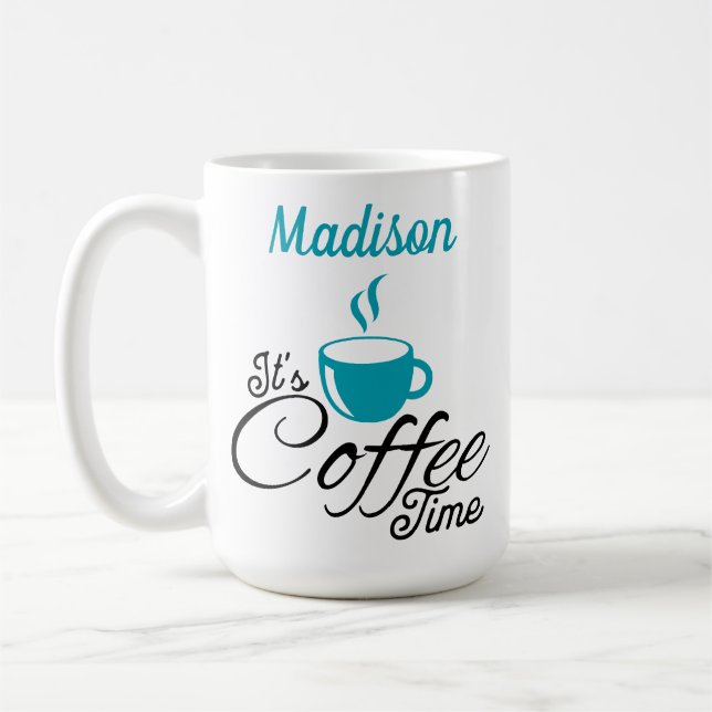Es ist Coffee Time Aqua Design Kaffeetasse (Links)