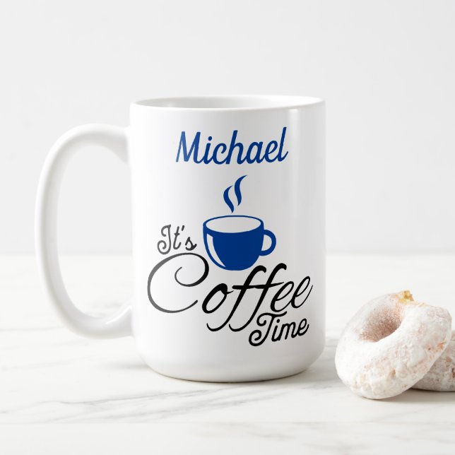Es ist Coffee Time Blue Design Kaffeetasse (Mit Donut)