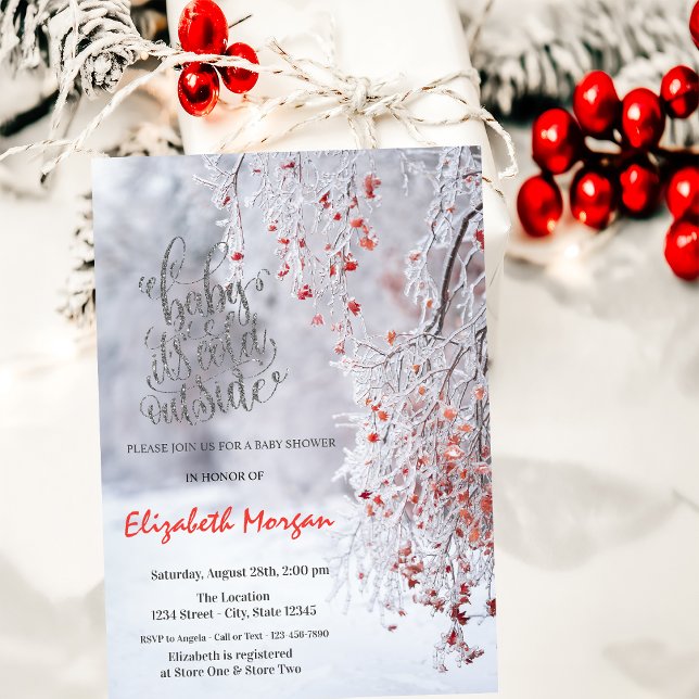 Es ist Cold Winter Wonderland Red Baby Shower Einladung (Von Creator hochgeladen)