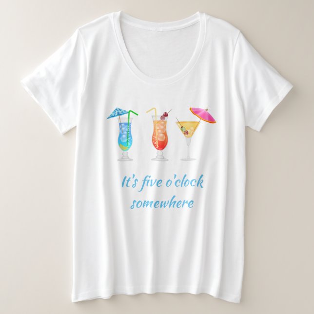 Es ist der T - Shirt fünf Uhr irgendwo (Design vorne)