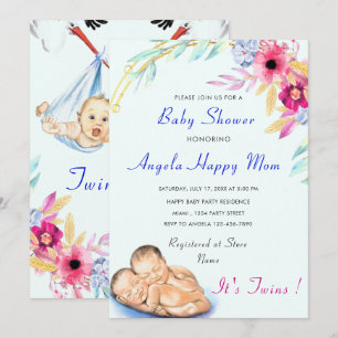 Es ist die Einladung zu einer Twin Boys Baby Dusch