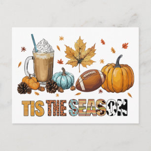 Es ist die Herbstzeit mit Football und Kaffee Postkarte