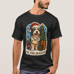 Es ist die Saison Bearded Collie Hund Frohe Weihna T-Shirt