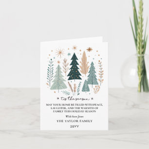 Es ist die Saison Boho Botanische Weihnachtsbäume Feiertagskarte