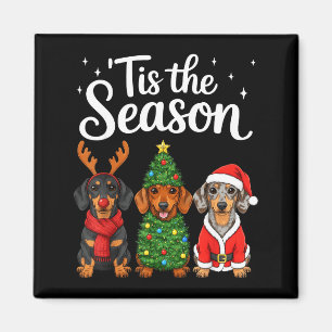 Es ist die Saison Dachshund Weihnachten Santa Wien Magnet