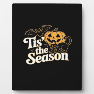 Es ist die Saison Halloween Fledermäuse Kürbis Her Fotoplatte