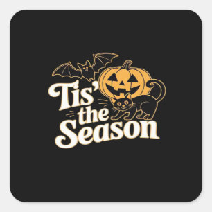 Es ist die Saison Halloween Fledermäuse Kürbis Her Quadratischer Aufkleber