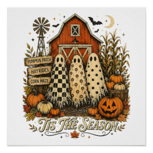 Es ist die Saison Herbst Autumn Halloween Geister Poster