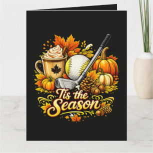 Es ist die Saison Herbst Golf Kürbis Gewürz Kaffee Karte