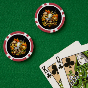 Es ist die Saison Herbst Golf Kürbis Gewürz Kaffee Pokerchips