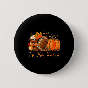 Es ist die Saison Herbst Herbstfußball Kürbiskaffe Button