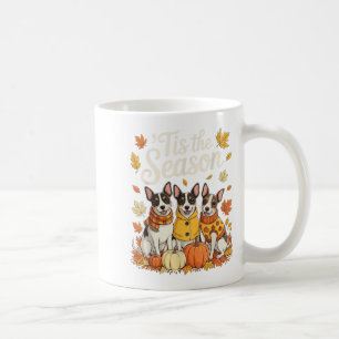Es ist die Saison Rat Terrier Herbst Kürbis Hund Kaffeetasse