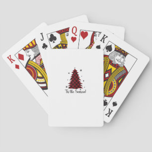 Es ist die Saison Rot Kariert Weihnachtsbaum Spielkarten