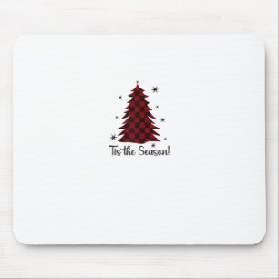Es ist die Saison rote Karo-Weihnachtsbaum Mousepad