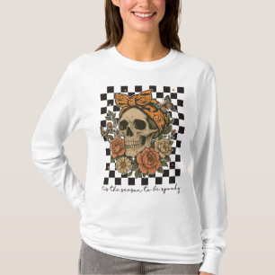 Es ist die Saison, um ein gruseliger Blumen-Skelet T-Shirt