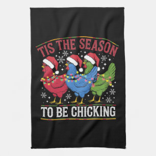 Es ist die Saison, um Weihnachts-Hühnchen-Western  Geschirrtuch