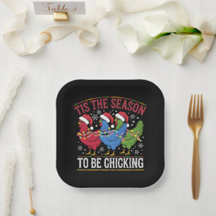 Es ist die Saison, um Weihnachts-Hühnchen-Western Pappteller