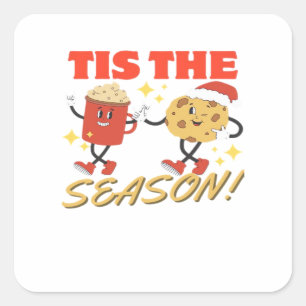 Es ist die Saison Weihnachten Retro Charaktere Quadratischer Aufkleber