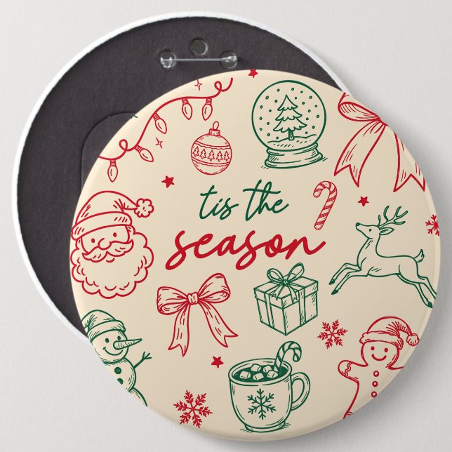 Es ist die Saison - Weihnachts-Doodle Button (Vorne & Hinten)