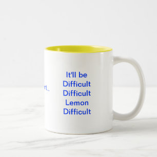 Es ist die schwierige schwierige schwierige zweifarbige tasse