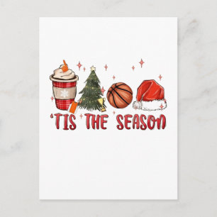 Es ist die Weihnachtszeit Xmas Basketball Ankündigungspostkarte