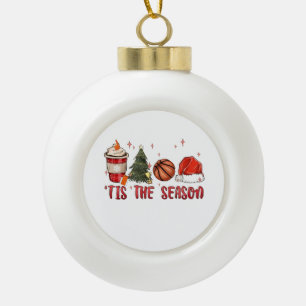 Es ist die Weihnachtszeit Xmas Basketball  Keramik Kugel-Ornament