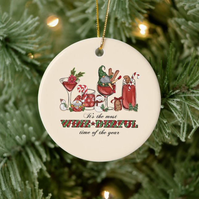 Es ist die wine-derful Zeit Keramik Ornament (Baum)