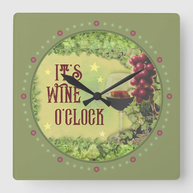 Es ist die Wine-Uhr-Wall-Uhr-Uhr Quadratische Wanduhr (Vorderseite)