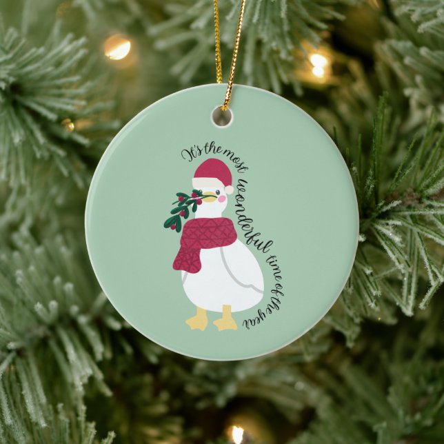 Es ist die wunderbarste Zeit des Jahres | Ente Keramik Ornament (Baum)