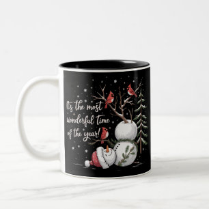 Es ist die wunderbarste Zeit des Jahres Schneemann Zweifarbige Tasse