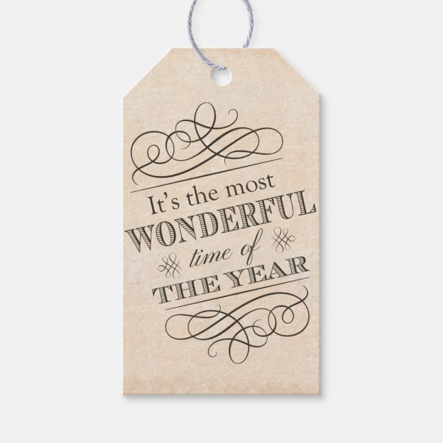 Es ist die wunderbarste Zeit des Jahres Weihnachte Geschenkanhänger (Vorderseite)