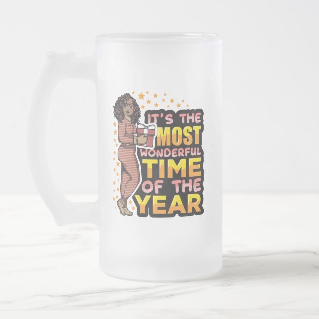 Es ist die wunderbarste Zeit des Jahres Weihnachte Mattglas Bierglas (Links)