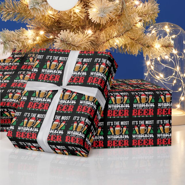 Es ist die wunderbarste Zeit für ein Bier Weihnach Geschenkpapier (Feiertage)