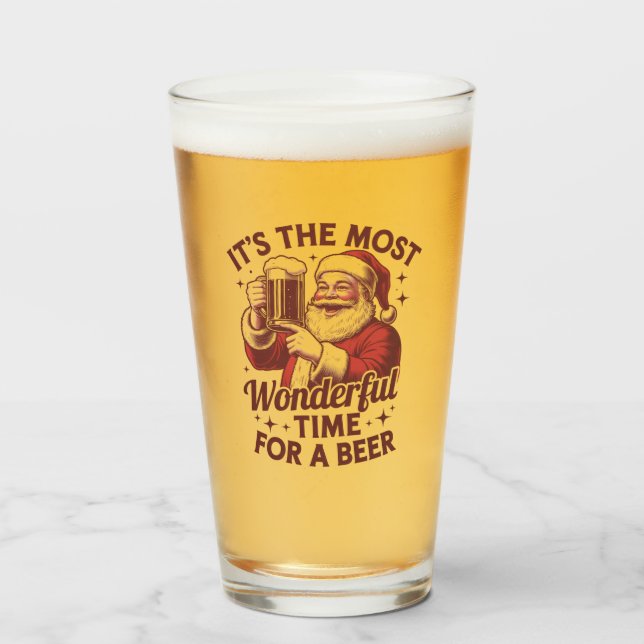 Es ist die wunderbarste Zeit für ein Bier Weihnach Glas (Vorne (Gefüllt))