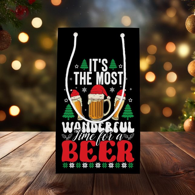 Es ist die wunderbarste Zeit für ein Bier Weihnach Kleine Geschenktüte (Von Creator hochgeladen)
